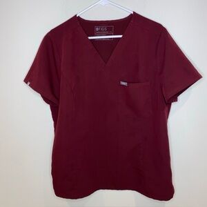 Figs Catarina One-Pocket Scrub Top Burgundy Woman's XL Technical Collection